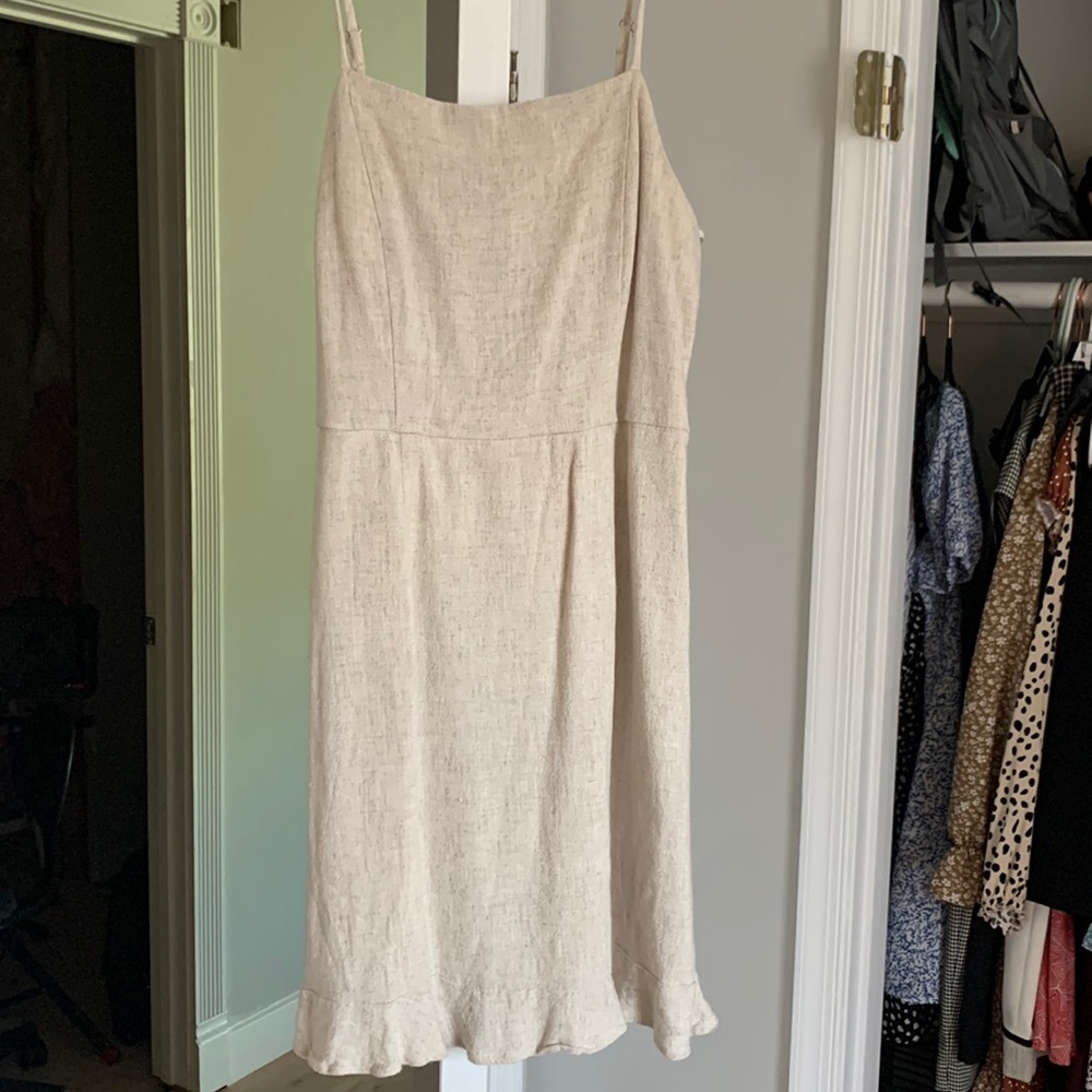 Beige Linen Mini Dress